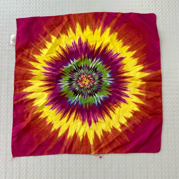 2 Psychedelic Tie Dye Sunburst & Rasta Spiral Square Bandannas Scarf Headbands - Picture 4 of 9